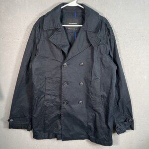 Club Monaco Mens LARGE Navy Double-Breasted Cotton Peacoat Jacket